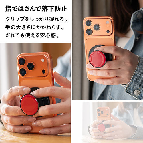 Griptok Magsafe対応スマホグリップ グリップトック マグセーフで着脱自在 スタンド サークル/レッド 33GPCCEPBLCC12
