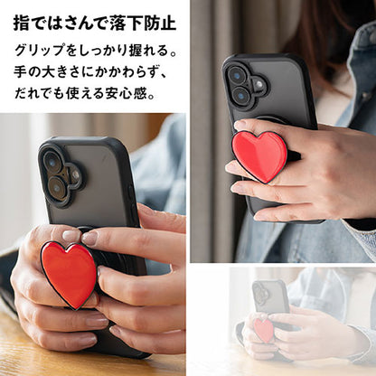 Griptok Magsafe対応スマホグリップ グリップトック マグセーフで着脱自在 スタンド ハート/レッド 33GPHTEPBLHT11