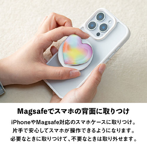 Griptok Magsafe対応スマホグリップ グリップトック マグセーフで着脱自在 スタンド ハート/レインボー 2506GPTHH0128