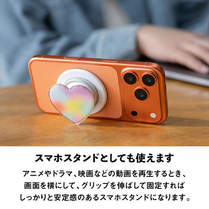 Griptok Magsafe対応スマホグリップ グリップトック マグセーフで着脱自在 スタンド ハート/レインボー 2506GPTHH0128