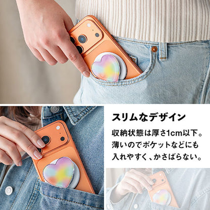 Griptok Magsafe対応スマホグリップ グリップトック マグセーフで着脱自在 スタンド ハート/レインボー 2506GPTHH0128