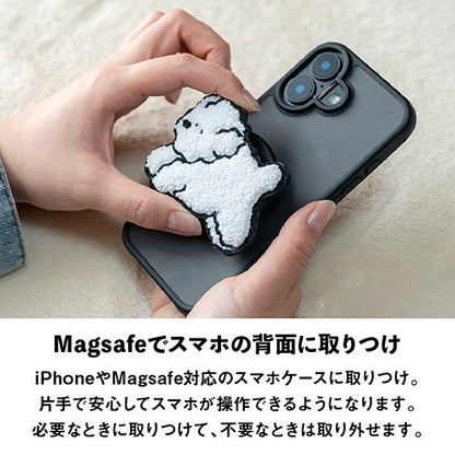 Griptok Magsafe対応スマホグリップ グリップトック マグセーフで着脱自在 スタンド 刺繍タイプ しろくま(はしる) 2506BCGRB19BC