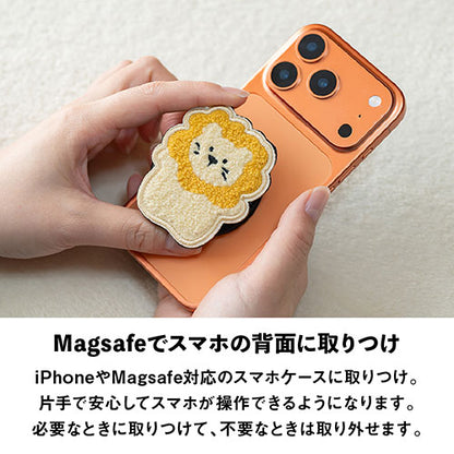 Griptok Magsafe対応スマホグリップ グリップトック マグセーフで着脱自在 スタンド 刺繍タイプ ライオン(ハグ) 2506BCGRB24BC