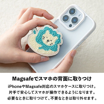 Griptok Magsafe対応スマホグリップ グリップトック マグセーフで着脱自在 スタンド 刺繍タイプ ライオン(ジャンプ) 2506BCGRB28BC
