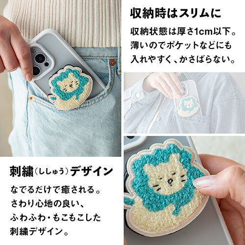 Griptok Magsafe対応スマホグリップ グリップトック マグセーフで着脱自在 スタンド 刺繍タイプ ライオン(ジャンプ) 2506BCGRB28BC