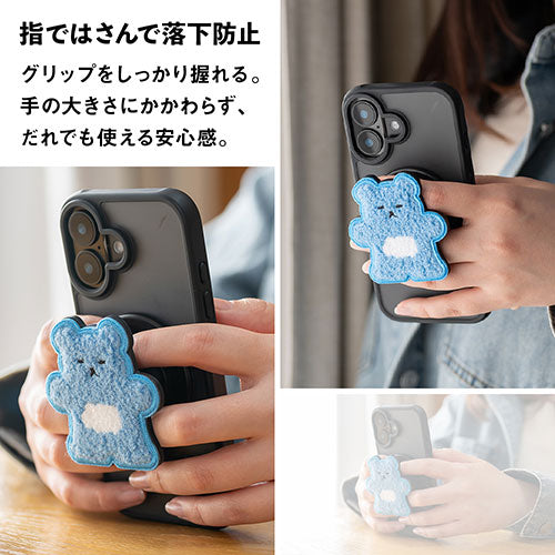 Griptok Magsafe対応スマホグリップ グリップトック マグセーフで着脱自在 スタンド 刺繍タイプ クマ(くも) 2506BCGRB33BC