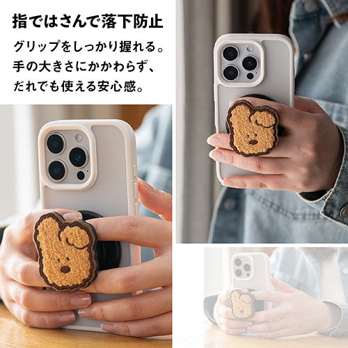 Griptok Magsafe対応スマホグリップ グリップトック マグセーフで着脱自在 スタンド 刺繍タイプ クマ(かお) 2506BCGRB43BC