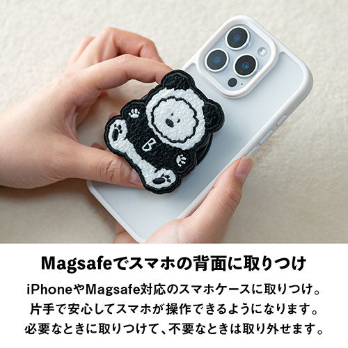 Griptok Magsafe対応スマホグリップ グリップトック マグセーフで着脱自在 スタンド 刺繍タイプ しろくま 2506BCGRB44BC
